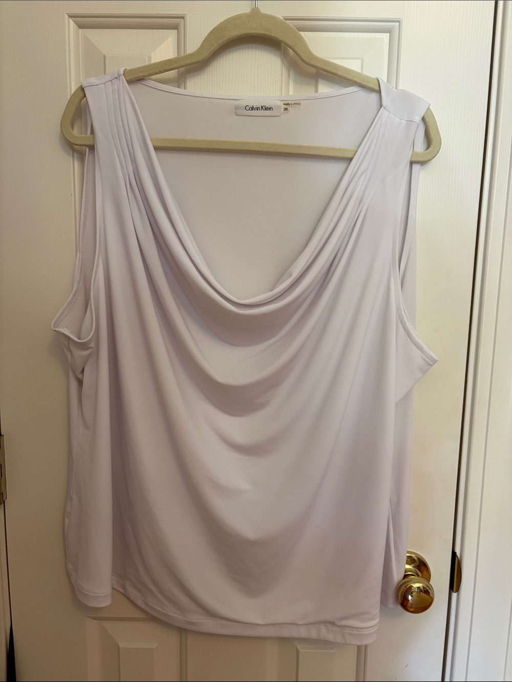 Calvin Klein White Draped Cowl Neck Sleeveless Top